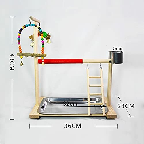 Bird play stand with perch, ladder, and toy