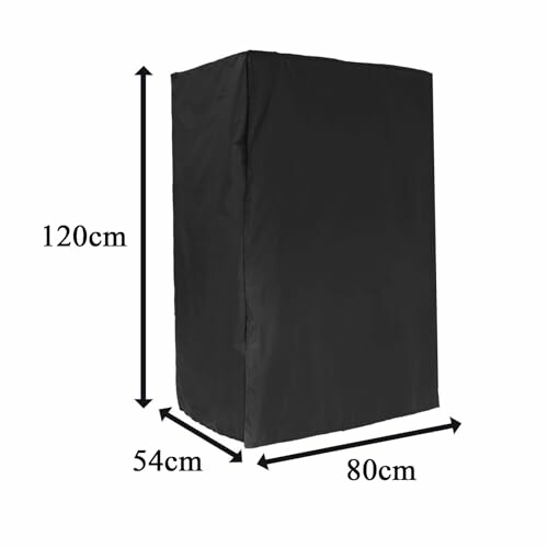 Black rectangular cover with dimensions 120cm x 80cm x 54cm