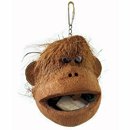 Coconut shell monkey face with keychain attachment.