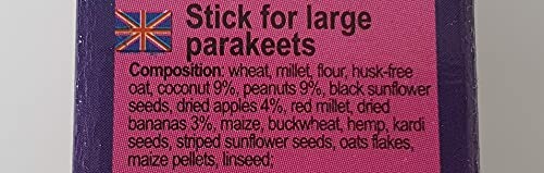 Label showing ingredients for parakeet food