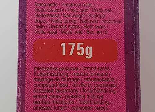 Product label showing net weight 175g in multiple languages.