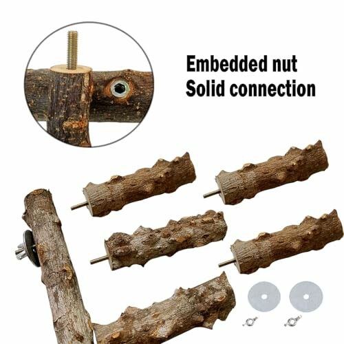 Wooden cat scratching post parts with embedded nut for solid connection.